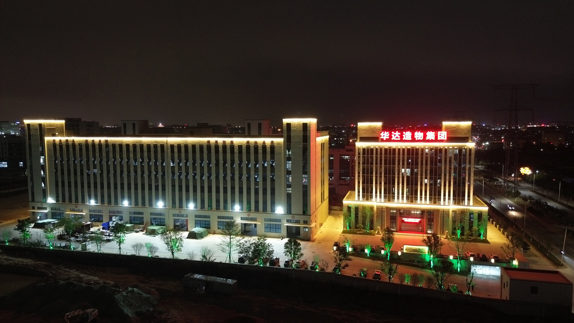 Textile factory production floor with fabric rolls